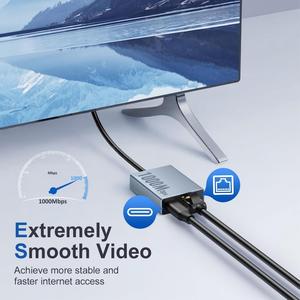 อะแดปเตอร์ OEM USB C เป็นอีเธอร์เน็ตสำหรับ <span class=keywords><strong>Chromecast</strong></span> with <span class=keywords><strong>Google</strong></span> TV 1000/100 Mbps Gigabit RJ45 พร้อมพอร์ตชาร์จ USB C PD สำหรับ HD/4K - Product Image 2