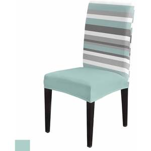 Modern Simple Stretch Dining Chair <b>Slipcovers</b> Blue Grey White Striped Removable Party Decor Set Stock in Spandex Material - Product Image 1