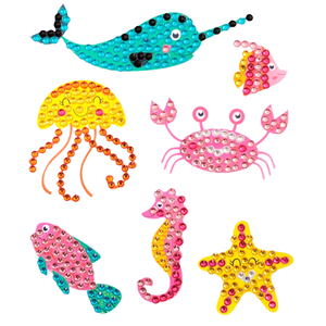 Children's Eco-Friendly Diamond <b>Painting</b> Stickers <b>Kit</b>-Marine Animal Dolphin Cartoon Puzzle for Home Decoration - Product Image 1