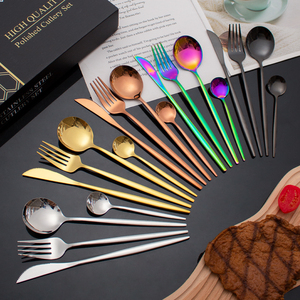 Atacado personalizado luxo ouro talheres <span class=keywords><strong>set</strong></span> com alta qualidade presente caixa 24pcs aço inoxidável talheres <span class=keywords><strong>set</strong></span> para casamento - Product Image 2