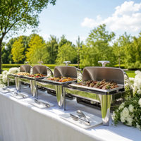 Ensemble de réchauds de luxe à couvercle roulant, chauffe-plats commerciaux en acier inoxydable pour buffet avec supports à combustible, équipement de restauration
