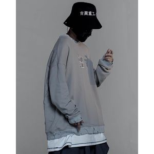 FOXA Japanese Streetwear Sweatshirt <b>Men</b> Oversized Embroidered Knitted <b>Pullover</b> - Product Image 4