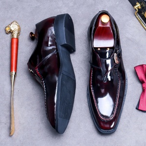 Zapatos Formales de Cuero Vacuno con Botones Estilo Británico para Hombre, Zapatos de Vestir de Cuero Brillante con Punta Cuadrada para Otoño, Suela de Goma Antideslizante - Product Image 3