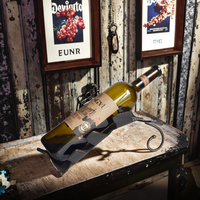Porte-bouteille à vin individuel en métal fin avec décor en feuille, support de table pour décoration
