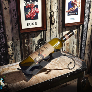 Porte-<span class=keywords><strong>bouteille</strong></span> à vin individuel en métal fin avec décor en feuille, support de table pour décoration - Product Image 2