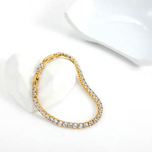 Bracelet et jonc en acier inoxydable anti-ternissement et étanche, plaqué or 14K 18K, style tennis, pour femmes - Product Image 3
