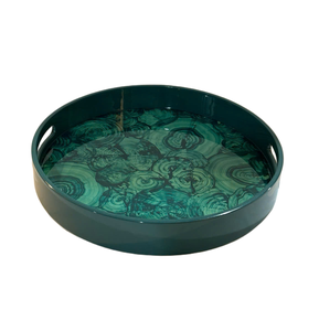 Plateau de service en laque artistique, riche et brillant, plat décoratif, accessoire de luxe fini à la main pour la décoration de table basse - Product Image 2