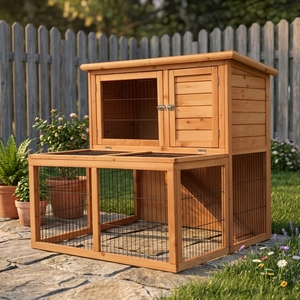 SDR012 Eco-Friendly Solid Wood Rabbit <b>Pet</b> House with Square Shape and Horizontal Sliding Closure - Product Image 1