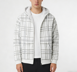 <span class=keywords><strong>Sweat</strong></span> <span class=keywords><strong>à</strong></span> <span class=keywords><strong>capuche</strong></span> <span class=keywords><strong>zippé</strong></span> pour homme, doublure <span class=keywords><strong>sherpa</strong></span> <span class=keywords><strong>à</strong></span> carreaux, coupe oversize, molleton épais, streetwear, logo personnalisé, vente en gros, décontracté - Product Image 1