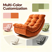 Fauteuil à bascule capitonné orange brûlé, tissu simili daim, rembourrage en coton PP, largeur 70 cm, cadre en bois massif anti-basculement, chaise longue pour salon