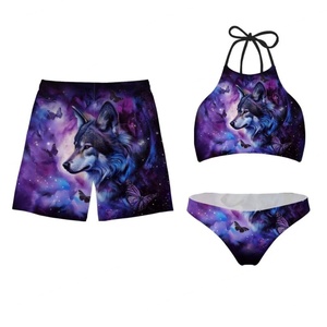 Maillots de bain personnalisés à imprimé tournesol pour couples, vêtements de plage de luxe, bikini à bretelles, vêtements de plage pour femmes, ensemble 3 pièces, maillots de bain de fitness pour hommes - Product Image 5
