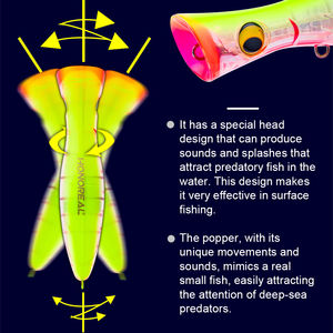 HONOREAL Top Water Popper Thon Sgming clear Esche Baits Fishing Hard Lures Da Pesca - Product Image 4