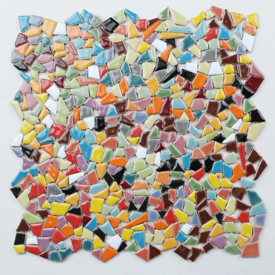 Fabrik preis Mini Broken Shape Unregelmäßig geformte Porzellan Regenbogen Mosaik fliesen für Badezimmer Wand Dusche Boden Küche Splash back