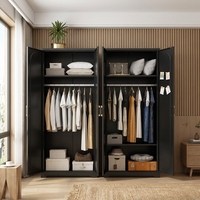 Armoire intégrée moderne en métal CE avec panneaux noirs mats et détails cintrés pour chambre d'appartement – Solution sur mesure OEM