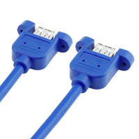Kabel Ekstensi USB 3.0 Berkualitas Tinggi Xput, Kabel Panel Mount Female to Female & Male to Female dengan Sekrup untuk Pemasangan yang Stabil