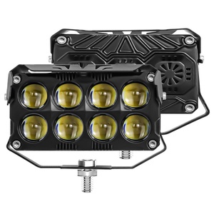 Led Worklight Led Headlight Eight-lens Double-row Spotlights, All Aluminum, 58mm, with Fans, in Yellow and White - Product Image 2
