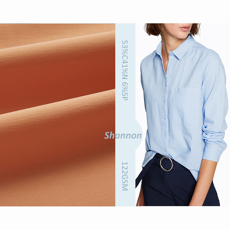 Китайский производитель 53% хлопок 41% нейлон 6% спандекс поплин текстильная ткань для одежды