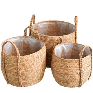 Macetas grandes para exteriores, Cestas colgantes de imitación, cesta de caña, maceta de montaje en pared de <span class=keywords><strong>madera</strong></span>, macetas tejidas de fantasía tejidas a mano con flores - Product Image 5