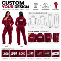 Ensemble streetwear personnalisé pour femme : veste zippée et pantalon évasé, durable, écologique, avec passepoil contrastant, survêtement 2 pièces décontracté