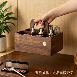 Wooden Desktop Cosmetic Storage <b>Box</b> Solid Color A-414 For <b>Makeup</b> Jewelry Perfume Skincare Organizers - Product Image 5