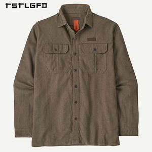 Camisas de Hombre Vintage Sostenibles Personalizadas, Tela de Franela Informal, 100% Algodón, a Cuadros, Ropa de Trabajo de Otoño, Bolsillos, Botones, Solapa, Manga Larga - Product Image 3