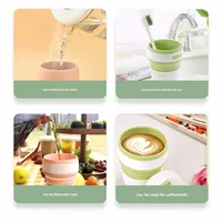 Mug à café en silicone pliable à double paroi, sans BPA, 350 ml, style victorien, anti-fuite, pour le camping et le bureau