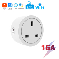 Enchufe Inteligente con Medidor de Energía y Control por Voz, Compatible con Alexa y Google Home, 16A, Enchufe del Reino Unido, Tuya 2.4GHz WIFI