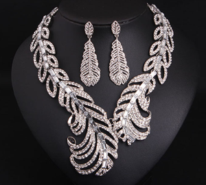Conjunto de Joyas de Novia con Collar y Aretes de Cristal de Diamante Variado, Conjunto de Joyas de Cristal Multicolor para Mujer, Regalos de Novia - Product Image 3