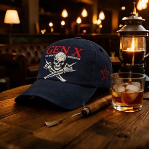 Casquette de baseball unisexe en jean délavé avec imprimé crâne Gen X, respirante, protection solaire, toutes saisons, en coton, personnalisable avec broderie - Product Image 5