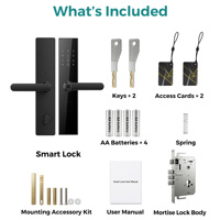 Cerradura Inteligente con Huella Dactilar SJJ, TTLock, App Tuya Opcional, Teclado Táctil, Tarjeta IC RFID, Entrada sin Llave, para Puerta de Madera