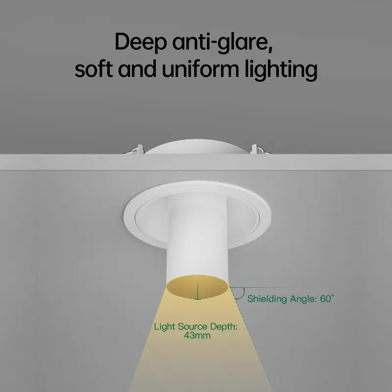 XRZLux 8W 조정 가능한 매입형 ETL LED 통 COB 스포트 라이트 깜박임 무료 알루미늄 눈부심 방지 회전 LED 천장 스포트라이트