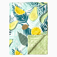 Manta para Bebé con Estampado de Aguacate Verde, Suave y Sensorial, Tipo Minky Dot, para Envolver al Bebé, con Certificación CPC, OEKO TEX y GRS, Suministro de Fábrica