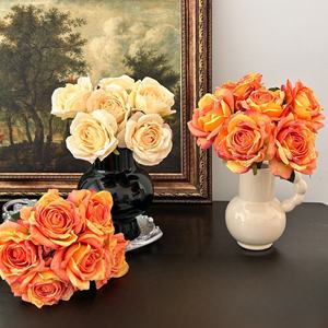 Artificial Flowers Vintage Rose Bridal Bouquet Real Looking for Home Table <b>Centerpieces</b> Arrangements <b>Wedding</b> Party Decoration - Product Image 3