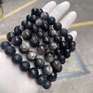 Cuentas Redondas de Piedra Lunar de Meteorito de Obsidiana Plateada Natural Talladas a Mano de 9 mm, 11 mm y 13 mm para la Fabricación de Joyas - Product Image 4