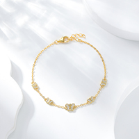 Pulsera de Cadena con Mariposas de Diseño Silver City, Chapada en Oro de 18K, Plata de Ley 925, Circonita Cúbica AAAAA, Estilo Lindo para Fiesta