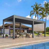 Pergola bioclimatique moderne en aluminium à lames orientables, imperméable, avec éclairage LED pour villa, jardin, terrasse