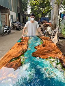 Acabado Resistente al Agua para Uso Profesional a Largo Plazo, Moderna Superficie de Mesa de Madera Epoxi con Madera Maciza - Product Image 6