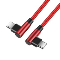 Ángulo recto 90 grados 60W 3A Cable USB C de carga rápida Tipo-c a Tipo-c Cable PD de carga rápida de USB-C para Samsung