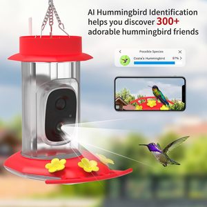 Mangeoire à colibris AI avec caméra intelligente solaire WiFi étanche de 5 millions de pixels, modèle PT010105RD pour oiseaux en vol - Product Image 2