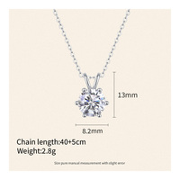 Kalung Liontin Moissanite 2 Karat Perak S925 dengan Rantai Klavikula, Tersedia dalam Stok Banyak