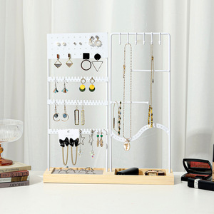 Présentoir à bijoux en bois de fer détachable plateau de rangement suspendu pour boucles d'oreilles colliers accessoires Design moderne - Product Image 5