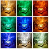 Lampe coucher de soleil 16 couleurs en forme de cube au design moderne pour chambre d'enfant Lumière LED Télécommande Décorations dynamiques d'ondulation de l'eau