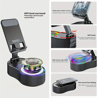 Haut-parleur LED de chant de microphone de karaoké Portable BT MinI avec support de téléphone pliable et fonction de charge pour le camping de voiture de fête