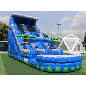 Tobogán inflable de entretenimiento tropical para niños de 20 'de altura con piscina para patio trasero y fiestas en la playa
