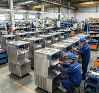 Nieuwe aanwinst: 3-kops soft serve ijsmachine met roestvrijstalen behuizing, ijsbereidingsapparatuur voor dessertwinkels