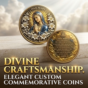 Moneta Commemorativa 3D Intagliata della Vergine Maria, Moneta della Fede Ave Maria, Moneta del Sfida con il Leone <span class=keywords><strong>di</strong></span> Giuda, <span class=keywords><strong>Dio</strong></span> Ti Benedica, Regalo Religioso - Product Image 1