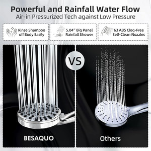 Cross-Border American Style Eco-Friendly Filter Pressurized Triple <b>Spray</b> Adjustable Gear Hand Shower Head <b>Set</b> for Shower Room - Product Image 4