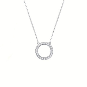 Collar con colgante circular minimalista para mujer, cadena con incrustaciones brillantes, joyería elegante de moda - Product Image 5