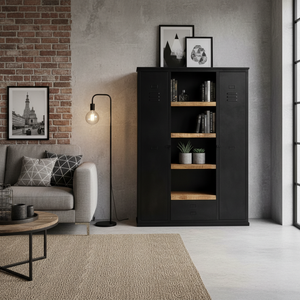New Black Industrial Living <b>Room</b> <b>Cabinets</b> With Solid Wood and Metal Crafts Legs Living <b>Room</b> Furniture Wardrobes for Home Decor - Product Image 3