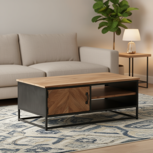 Tavolino da Caffè in Legno Massello di Acacia 35.4x19.7x13.8 Pollici, Arredamento Moderno Industriale Durevole per Soggiorno - Product Image 2